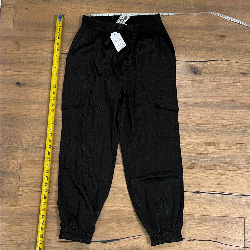 Sadie & Sage Black Leopard Cargo Jogger Pants #109
